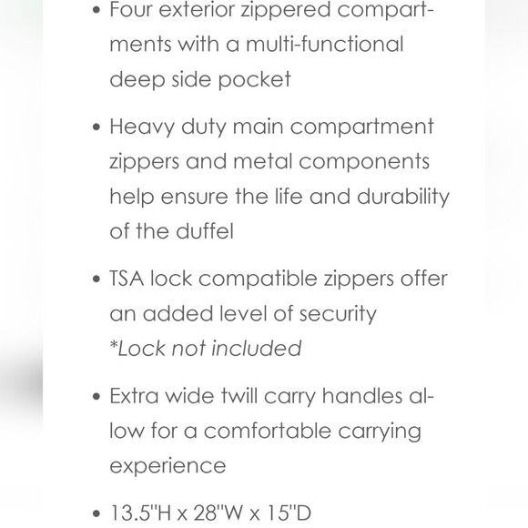 Swiss Tech 28" Excursion Travel Duffel Bag- Black - Picture 11 of 13